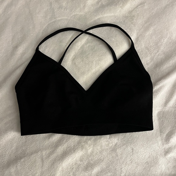 YoungLA Core Seamless Scoopneck Sports Bra - Black - Medium - Picture 1 of 3